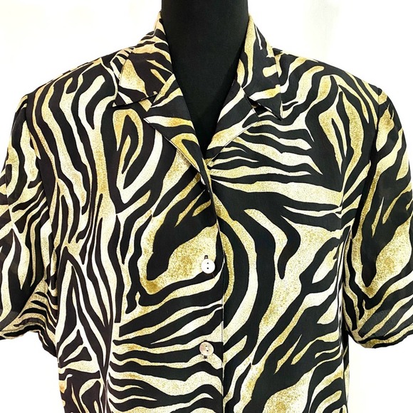 City Slick Tan and Black Tiger Print Button Up - Picture 3 of 8